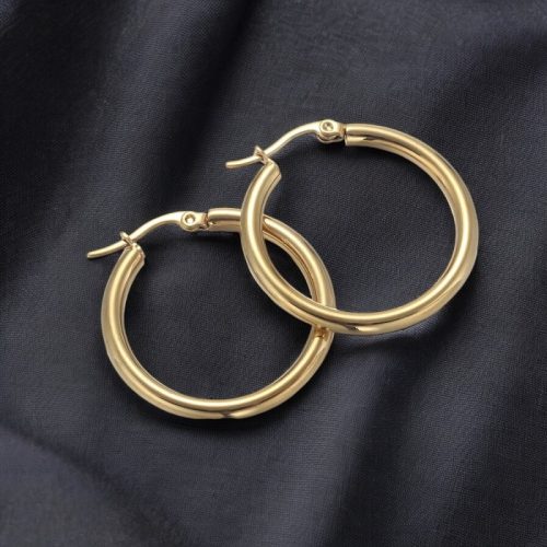 Nemesacél vastag falú arany színű karikafülbevaló