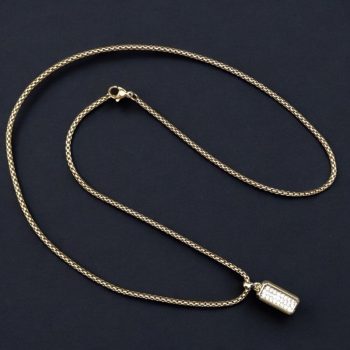   Kerek láncszemes nyaklánc ékköves medállal arany színben