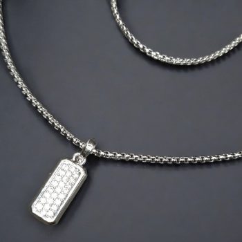   Kerek láncszemes nyaklánc ékköves medállal ezüst színben