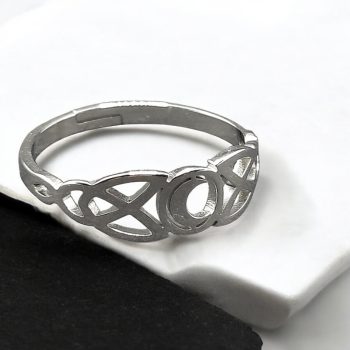   Állítható méretű nemesacél gyűrű hold mintával - Luna