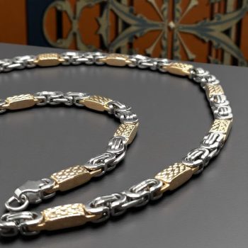   Nemesacél nyaklánc arany-ezüst színben végtelen mintával