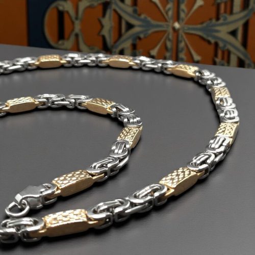 Nemesacél nyaklánc arany-ezüst színben végtelen mintával