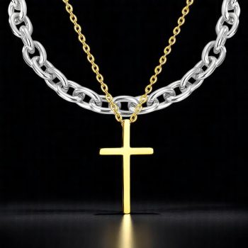 Dupla nyaklánc kereszt medállal