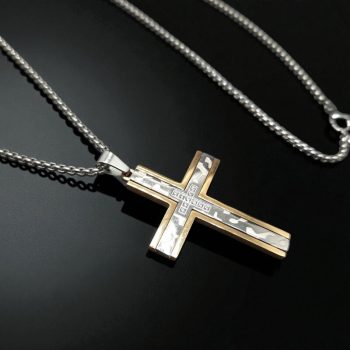 Kerek láncszemes nyaklánc csillogó kereszt medállal